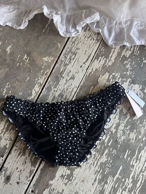 Victoria’s Secret SWIM Black Polka Dot Ruffled Bikini Bottoms🖤